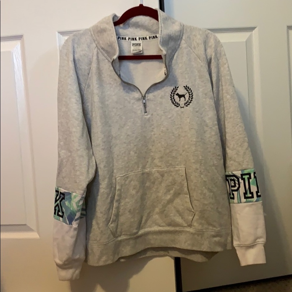 VS PINK Gray Quarter Zip Sweatshirt